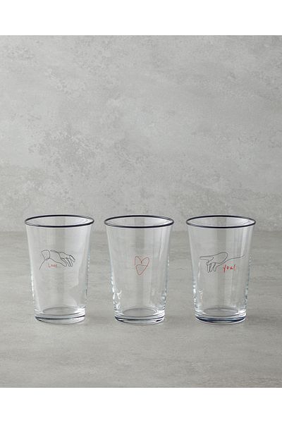 English Home 290 ml Black Hue Glass Set of 3 Glasses