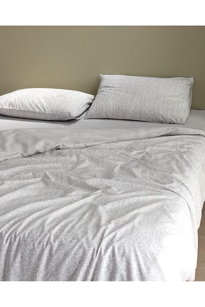 Madame Coco Grelot Single Cotton Printed Duvet Cover Set - Gray
