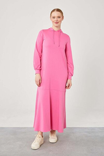 Levidor Fuchsia Hooded Dress with Hidden Pocket Detail