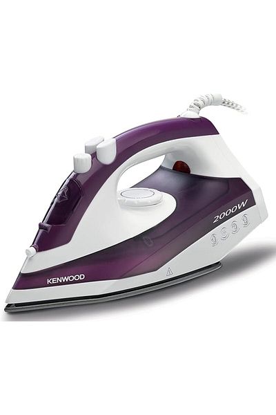 Kenwood مكواة بخار، 2000 واط، سعة 250 مل، قاعدة غير لاصقة، وظيفة التنظيف الذاتي، دفعة بخار 120 جرام
