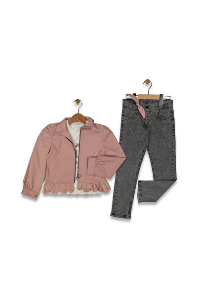 PAMPAL MODA بدلة بناتي مكونة من 3 قطع مع جاكيت وبنطلون جينز
