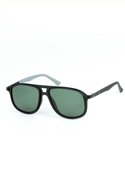 Di Caprio Men's Black Green Uv400 Protection Geometric Model Sunglasses