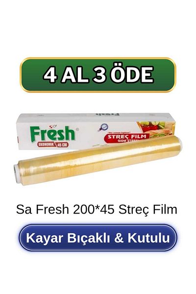 SA FRESH Stretch Film 200 Meters X 45 cm 8 Micron |   Food Streci with Boxed, Sliding Blade