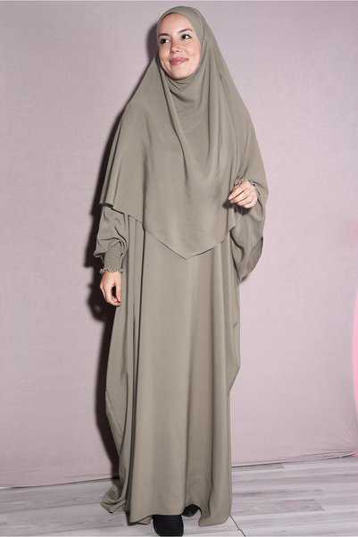 Ns nowascarf Hijab Dress Soufflé Double Set Cream