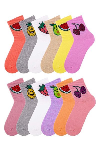 Bross Дамски чорапи до глезена Tulip Fruits Cotton Mix, 12 броя