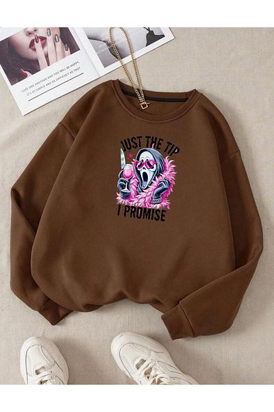 RPT MODA ОБЩ ТОП С УДОБНА КРОЙКА И ПРИНТ JUST SCREAM, ДЕТАЙЛИРАН СУИТШЪРТ С ОБЛА ДЯЛО