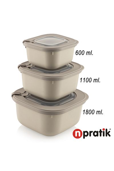 N'Pratik Elegant Storage Box Storage Container Set 3 Pieces of Vacuum Lid Suitable for Microwave and Refrigerator Colorful