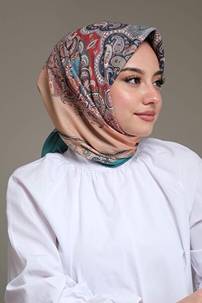 AFVENTE Paisley Pattern Turquoise Cotton Scarf