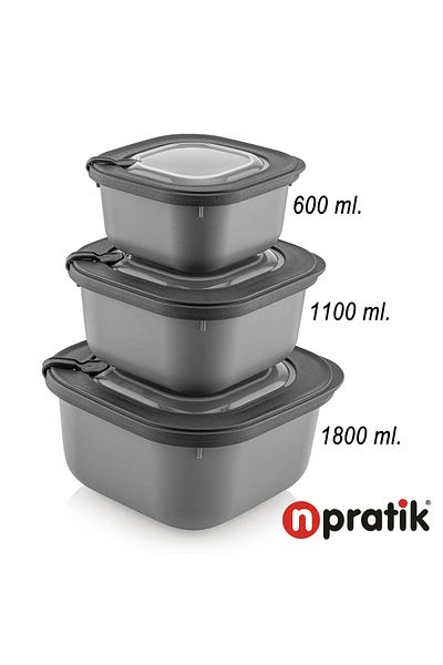 N'Pratik Elegant Storage Box Storage Container Set 3 Pieces of Vacuum Lid Suitable for Microwave and Refrigerator Colorful