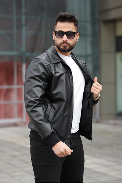S&M CLOTHİNG Ανδρικό δερμάτινο μπουφάν