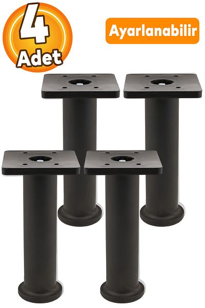 Badem10 (4 bucăți) Suport reglabil 15 cm Mobilier negru Canapea Fotoliu Baza de ridicare Picioare