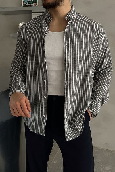 Livio Ferri Ανδρικό πουκάμισο Yukta Oversize ριγέ βαμβακερό κανονική εφαρμογή