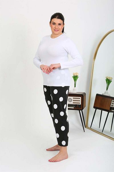 modaserdem Γυναικείες πιτζάμες μονό πάτο Plus Size – Mdsrdm Black 27553
