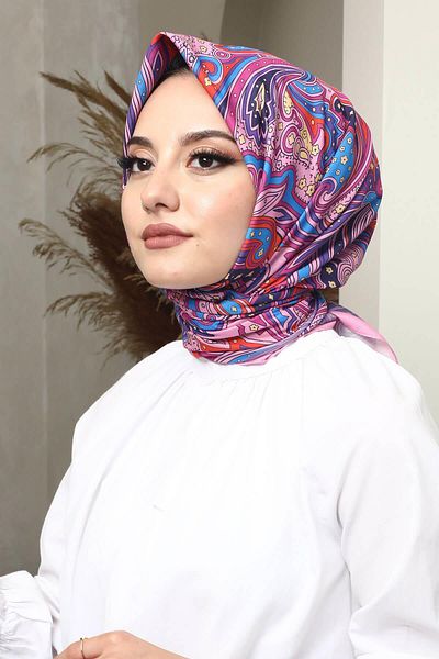 AFVENTE Pink Wavy Soft Cotton Patterned Scarf