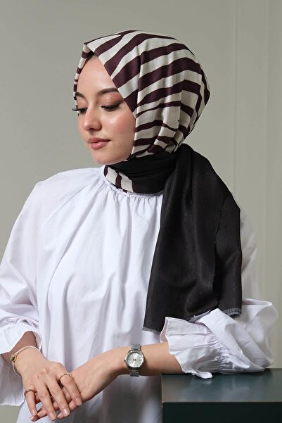 AFVENTE Μαύρο και άσπρο ριγέ βαμβακερό σάλι