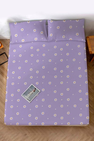 Rivaİstanbul Cearşaf dublu din bumbac violet margaretă