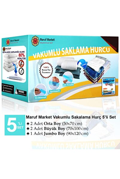 Vakum Hurcu 5'li Vakumlu Saklama Poşeti Set-2- Vakumlu Hurç-vakumlu Torba