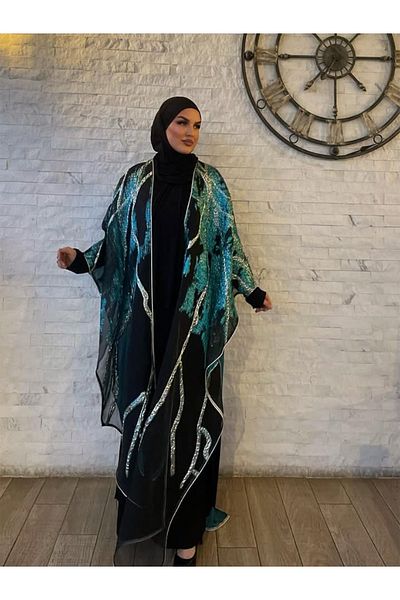 fiore fashion Takim Kaftan Abaya Ferace Abaya Bisht Thin Fabric Suitable for Size 38-46 Plus Size 145 cm