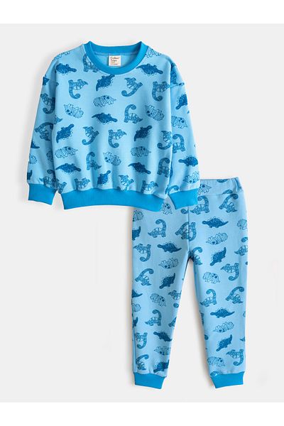 Cotton Trips Costum sezonier pentru copii cu model dinozaur albastru 2-8 ani