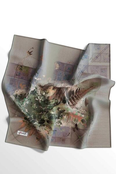 AFVENTE Φουλάρι σε γκρι βαμβακερό σχέδιο