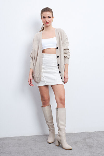 Know Stone Color Women's Cardigan - Long Sleeve and Pocket