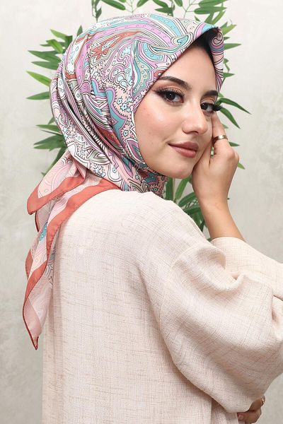 AFVENTE Light Patterned Brown Soft Cotton Wavy Scarf