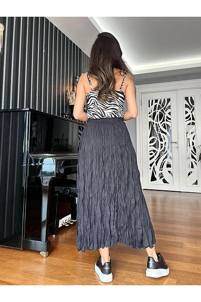 Atelier Derin Fusta neagră Crush cu talie elastică