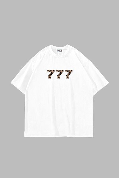 Sekizbiraltı Λευκό μπλουζάκι Unisex Oversize - 777 Leopard Printed