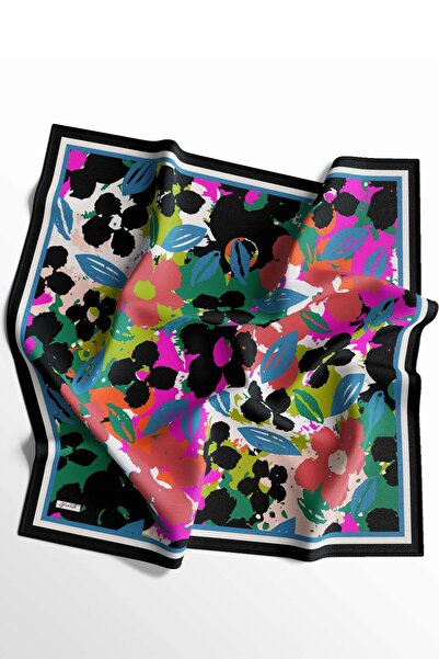 AFVENTE Turquoise Flower Patterned Soft Cotton Scarf