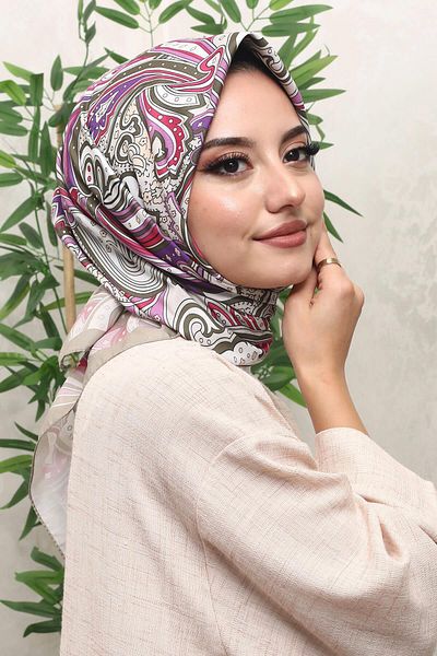 AFVENTE Gray Soft Cotton Wavy Patterned Scarf