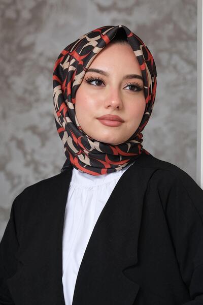 AFVENTE Rings Pattern Red Cotton Scarf