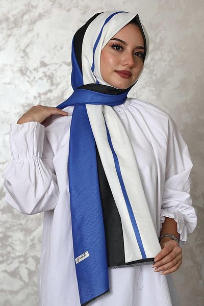 AFVENTE Blue Zebra Patterned Cotton Shawl