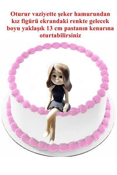 Pasta9 Girl Sitting from Sugar Dough Model Cake Figure Brown Hair the Color and Shape You See Will Come