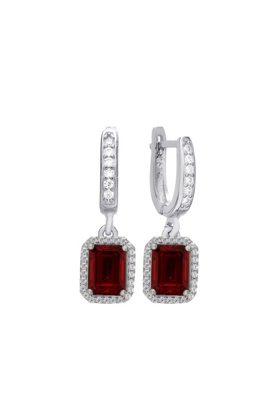 Silveranka 925 Ayar Gümüş Ruby Baget Taşlı Küpe
