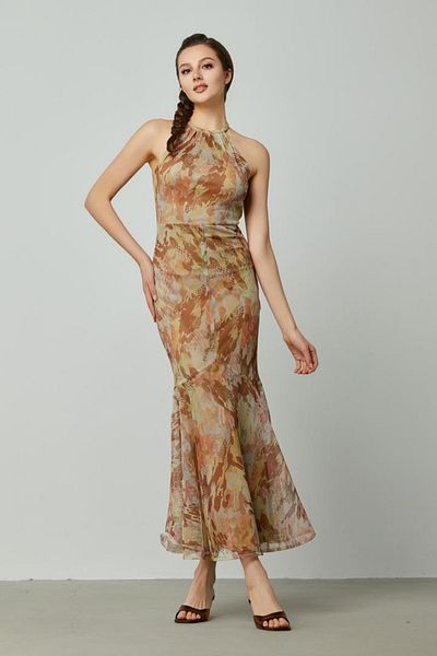 femi9 Halter neckline printed dress