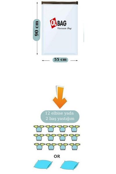 ÜLBAG (3 bucăți) Set saci de vid de dimensiune medie 55 cm x 90 cm pernă și sac de vid pentru haine