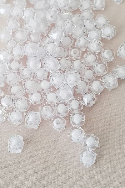 STUMBANNG Cube Bead Internally Beaded Bracelet Bag Bead 10 mm 50 Gr White - Bnc456