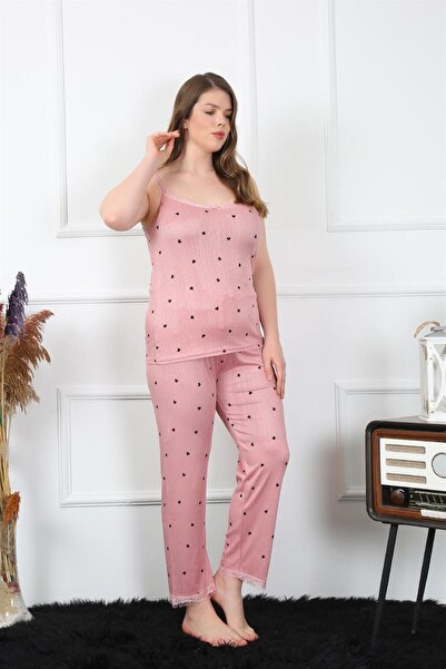 modaserdem Mdsrdm Women's Large Size Salmon Rope Strap Pajamas Suit 202196