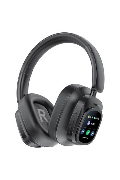Promate Headphones Wired and Wireless ,50H Playtime, HD Sound, Noise Cancellation Black