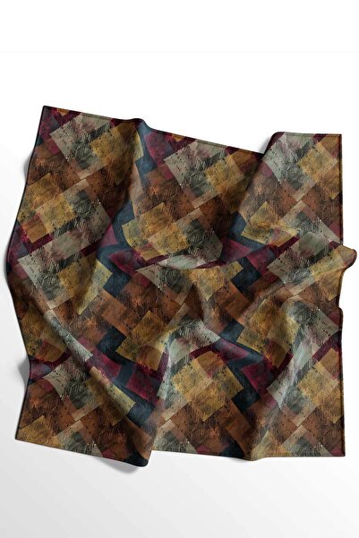 AFVENTE Zebra Desen Kahverengi Pamuk Eşarp