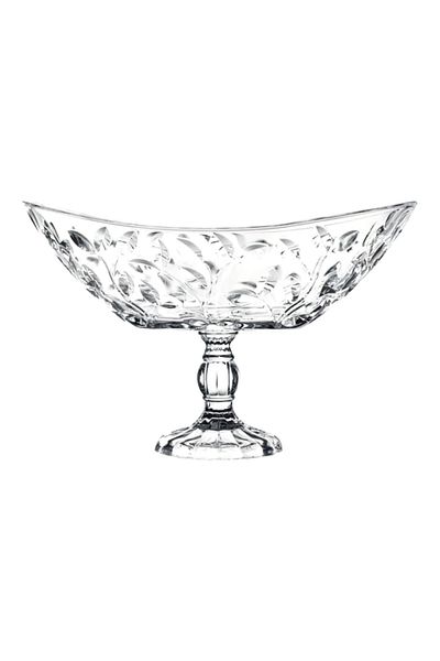 RCR Laurus Avant-Garde Sophisticated Sleek Modern Stylish Crystal Glass Oval Bowl with Foot