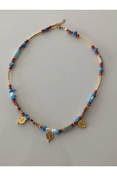 tones official تصميم/صناعة يدوية/قلادة سالاتي من حجر اللؤلؤ الطبيعي الحقيقي