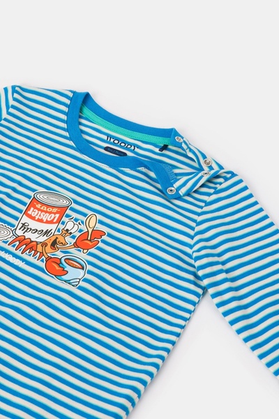Woody Pamuklu Erkek Bebek Pijama-Plc - 915-Çizgili Mavi