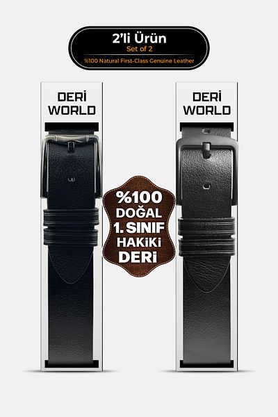 DeriWorld Ανδρική δερμάτινη ζώνη 100% γνήσιο δέρμα Ανδρική ζώνη 2 τεμαχίων (4,5 cm)