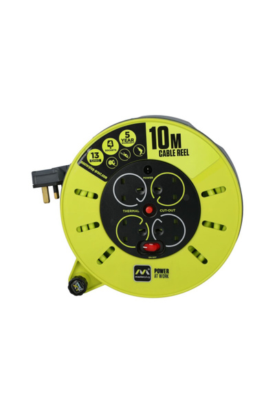 Masterplug بكرة تمديد 13 أمبير بأربعة اتجاهات بطول 10 أمتار