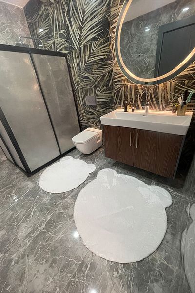 tropikal home ΣΕΤ ΜΠΑΝΙΟΥ 2 ΤΕΜΑΧΙΩΝ ΣΕΤ ΚΑΘΙΣΤΙΚΟ ΜΠΑΝΙΟΥ ΜΕ ΦΙΓΟΥΡΑ ΑΡΧΑΓΟΝΙΟΥ 80x80 και 100x100