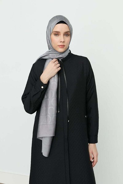 Nihan Thin Quilted Lace Detailed Overcoat - Black
