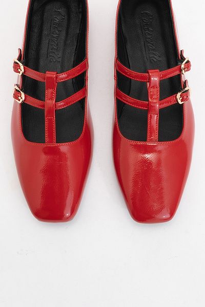 LuviShoes Starling Red Patent Leather Genuine Leather Women's Ballerina Shoes