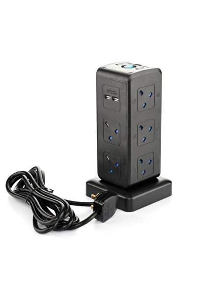 Home Best سلك تمديد طاقة بمقبس كهربائي 10 اتجاهات مع 4 منافذ USB بطول 3 متر