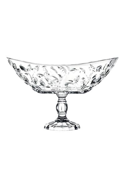 RCR Laurus Avant-Garde Sophisticated Sleek Modern Stylish Crystal Glass Oval Bowl with Foot